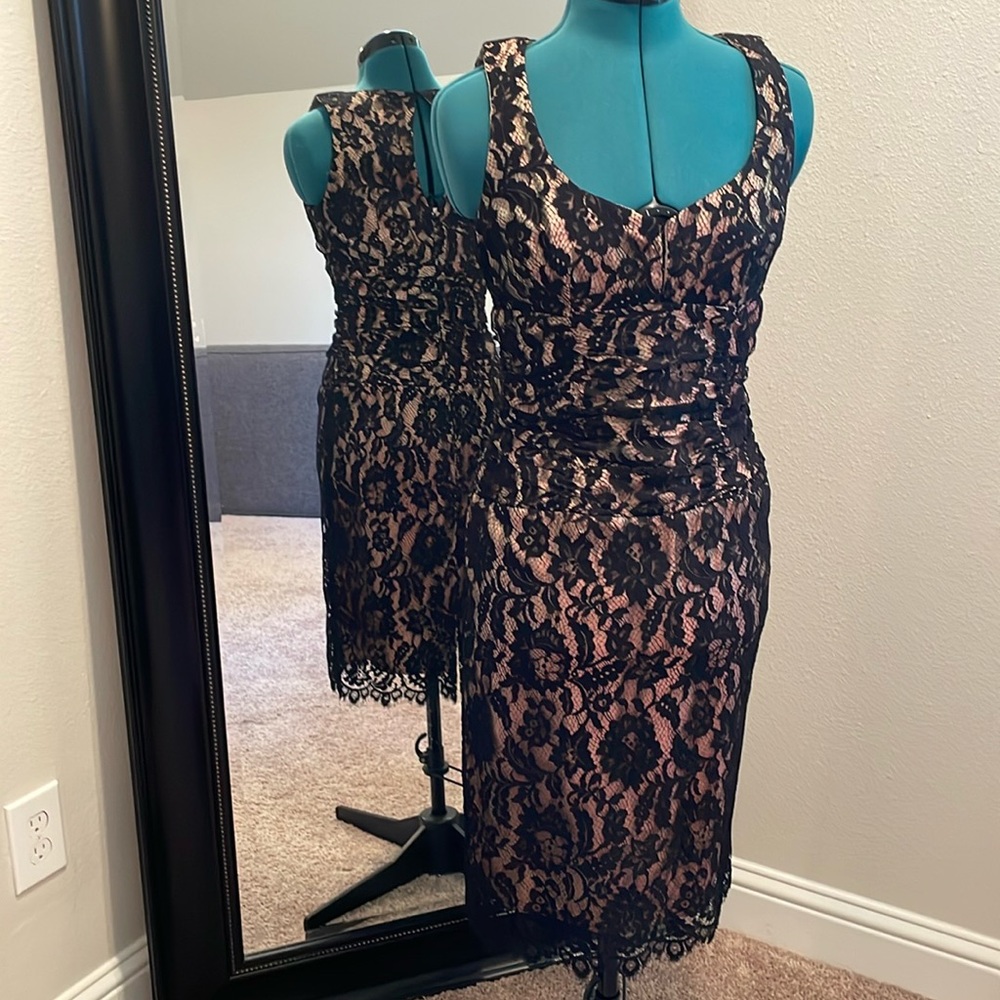 Nanette Lepore black lace cocktail evening formal dress